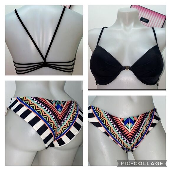 🔥VICTORIA SECRET SWIMSUIT 2pc 34C push-up  //Xsmall New #1 - Picture 1 of 9